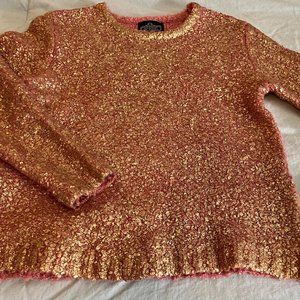 Coral & Gold flecked crew neck pullover